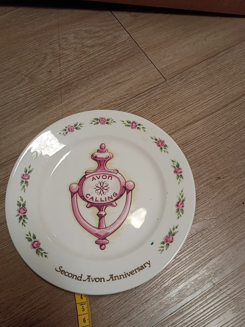 Avon Pink and Green Floral Commemorative Plate
